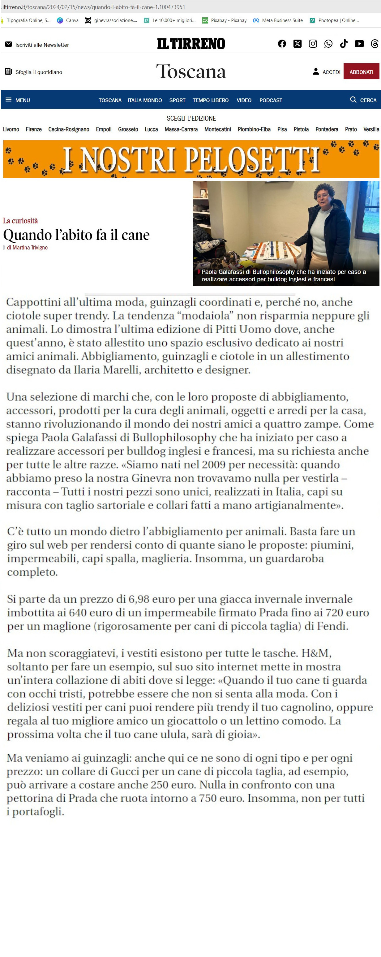 Il Tirreno, articolo del 15.02.2024